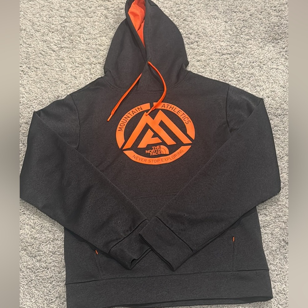 The North Face Men's Charcoal and Orange Hoodie
